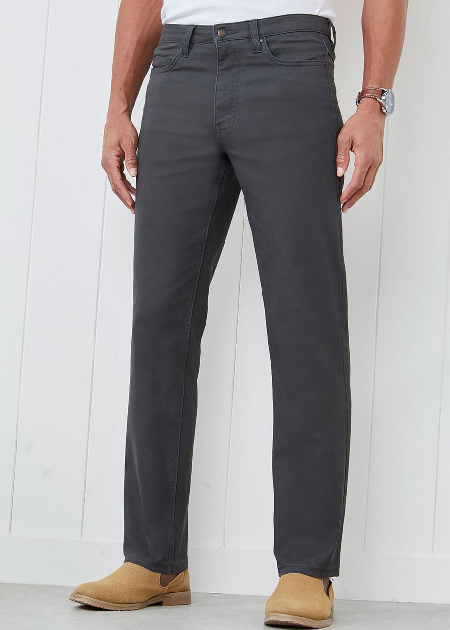 Cotton Traders Washed Charcoal Coloured Jeans