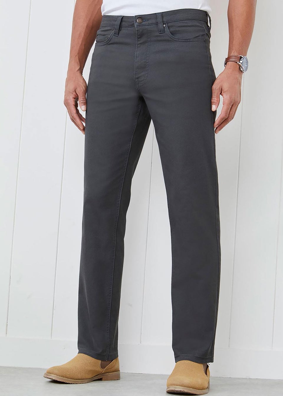 Cotton Traders Washed Charcoal Coloured Jeans