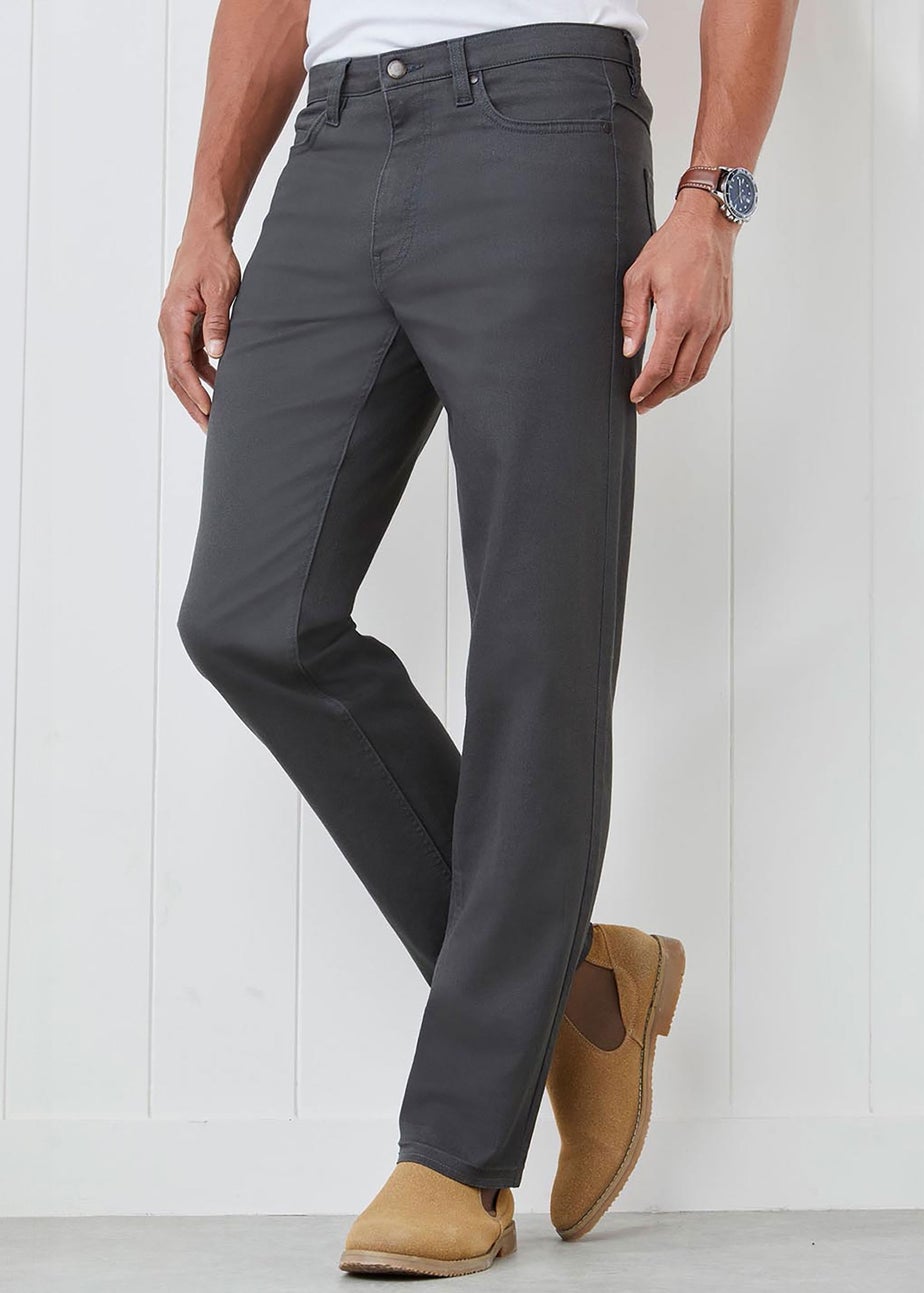 Cotton Traders Washed Charcoal Coloured Jeans