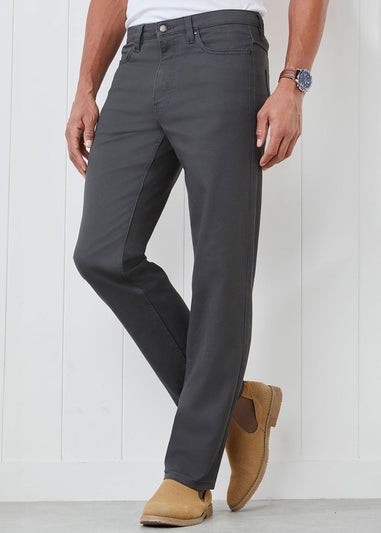 Cotton Traders Washed Charcoal Coloured Jeans