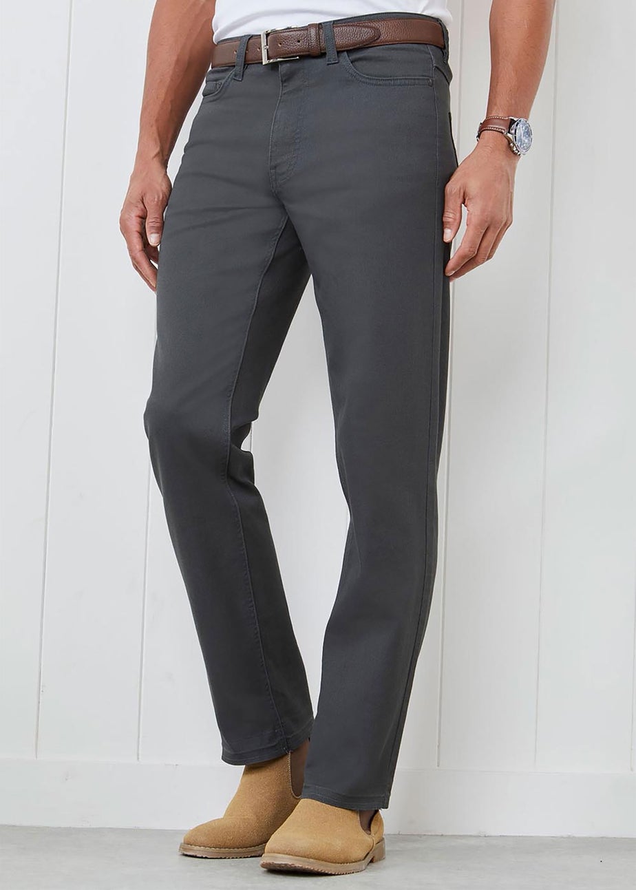 Cotton Traders Washed Charcoal Coloured Jeans