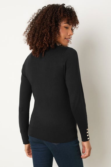 M&Co Black Button Turtle Neck Jumper