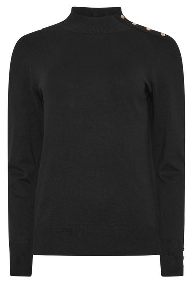 M&Co Black Button Turtle Neck Jumper