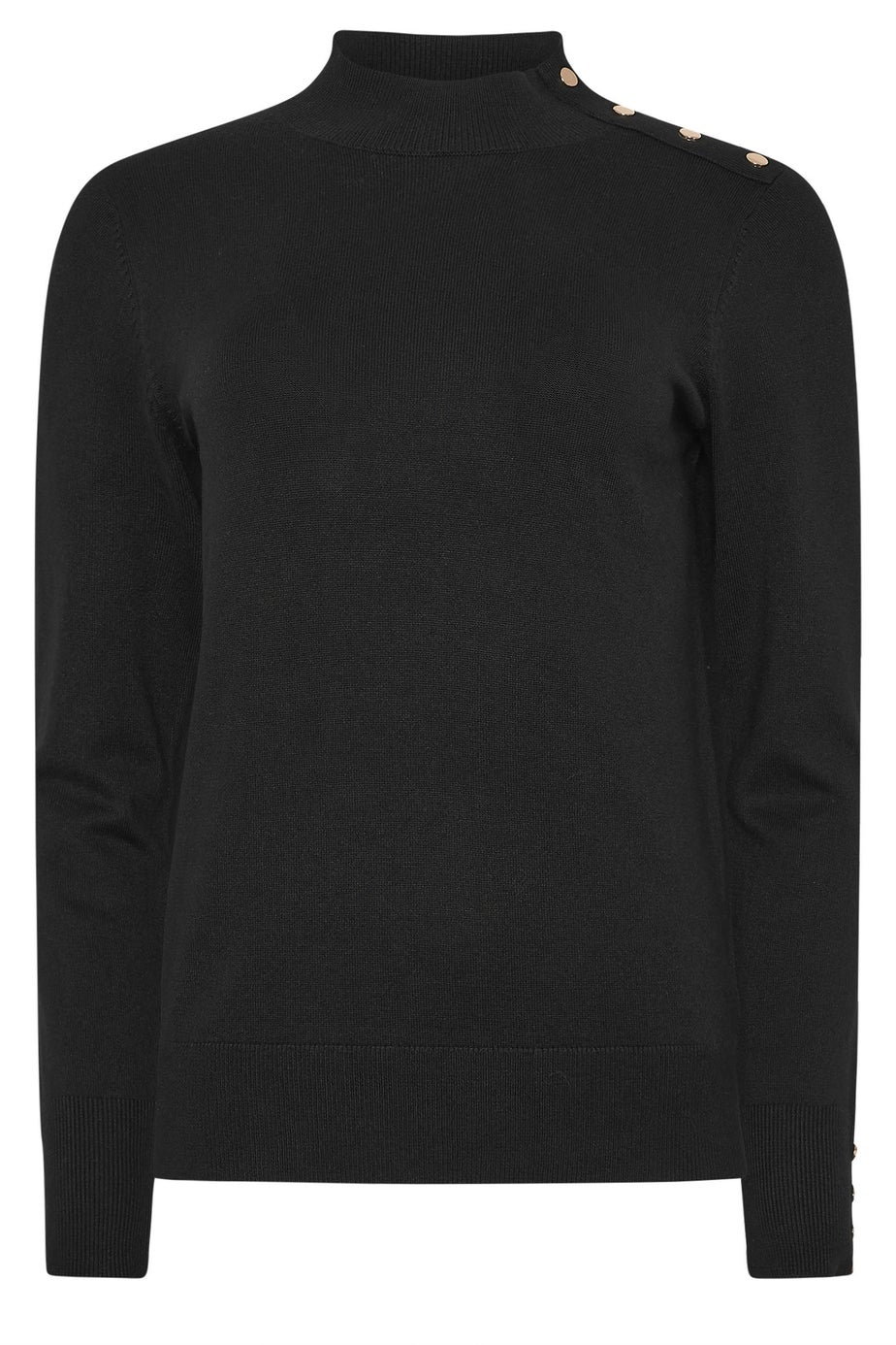 M&Co Black Button Turtle Neck Jumper