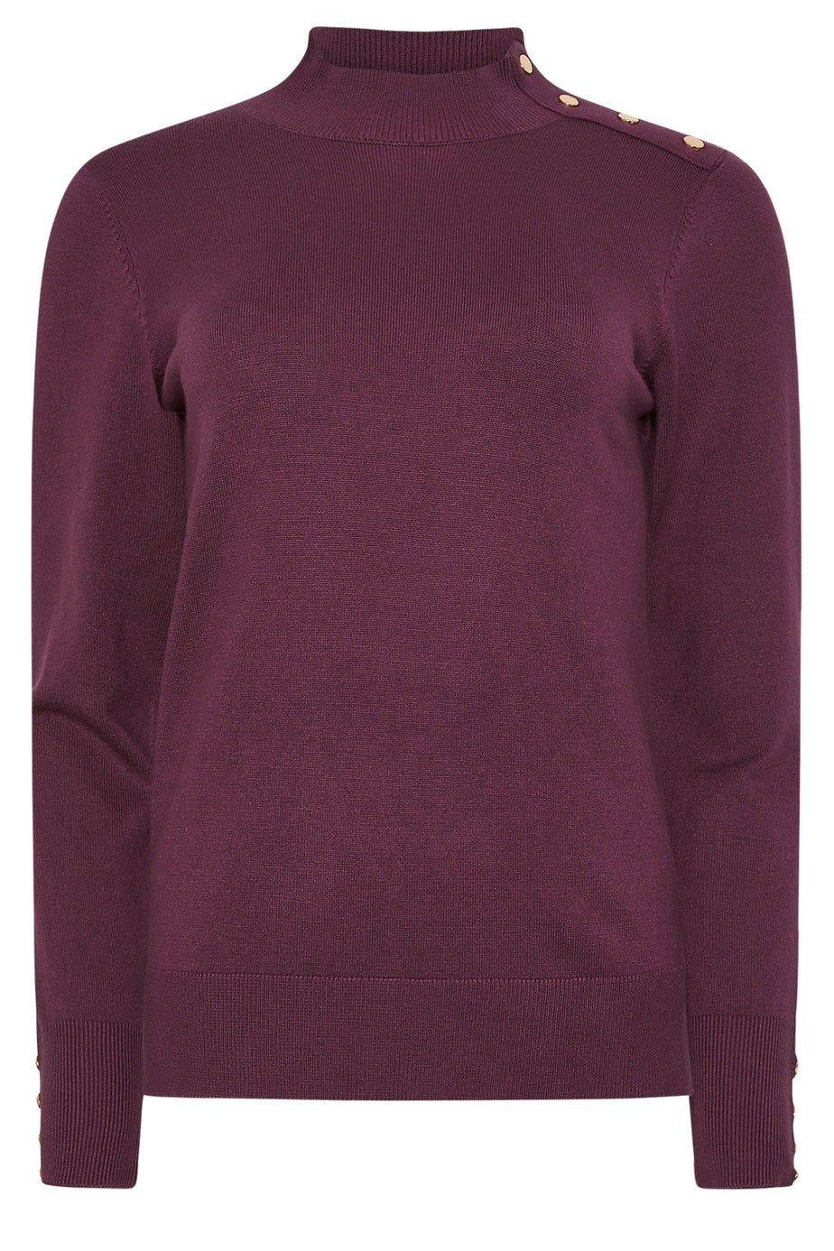 M&Co Berry Purple Button Turtle Neck Jumper