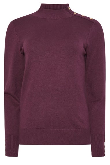 M&Co Berry Purple Button Turtle Neck Jumper