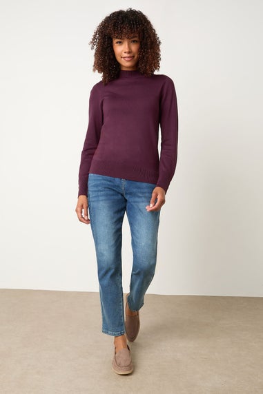 M&Co Berry Purple Button Turtle Neck Jumper