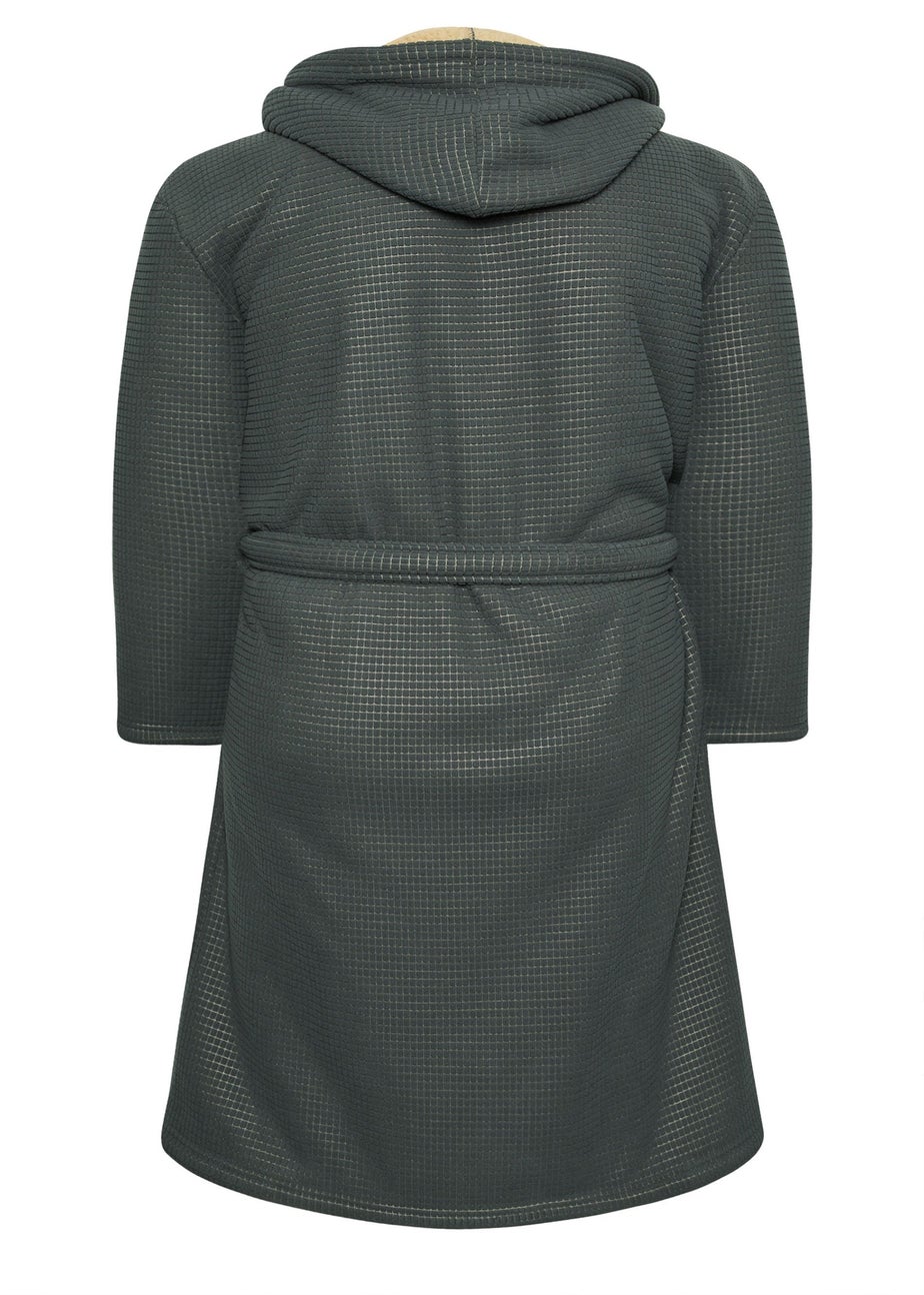 BadRhino Dark Grey Waffle Borg Lined Dressing Gown