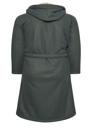 BadRhino Dark Grey Waffle Borg Lined Dressing Gown