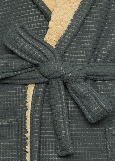 BadRhino Dark Grey Waffle Borg Lined Dressing Gown
