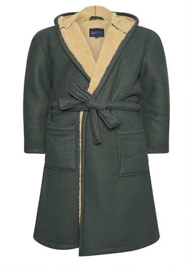 BadRhino Dark Grey Waffle Borg Lined Dressing Gown