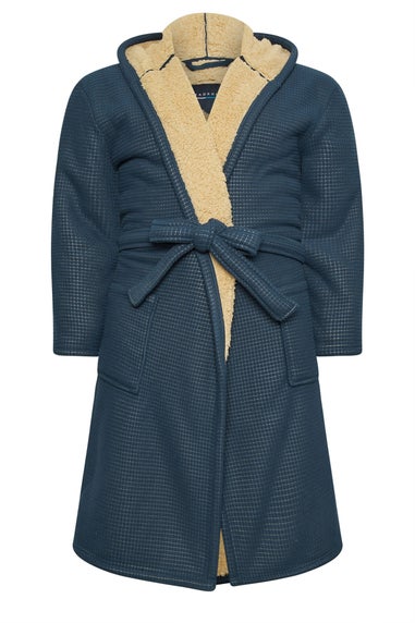 BadRhino Navy Blue Waffle Borg Lined Dressing Gown