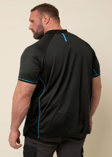 BadRhino Workwear Black Zip Polo Shirt