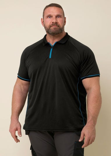 BadRhino Workwear Black Zip Polo Shirt