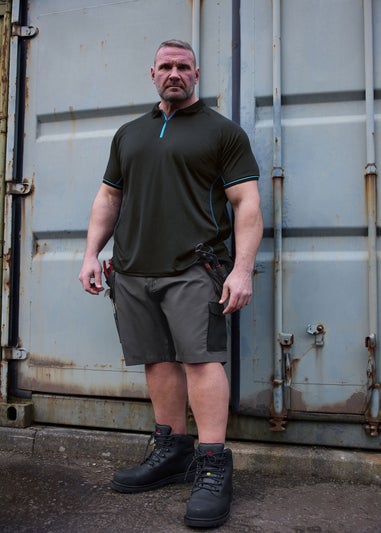 BadRhino Workwear Black Zip Polo Shirt