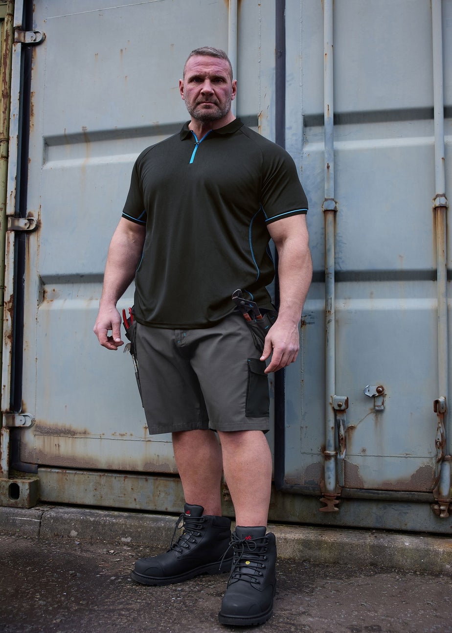 BadRhino Workwear Black Zip Polo Shirt