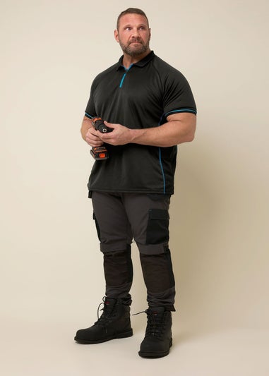 BadRhino Workwear Black Zip Polo Shirt