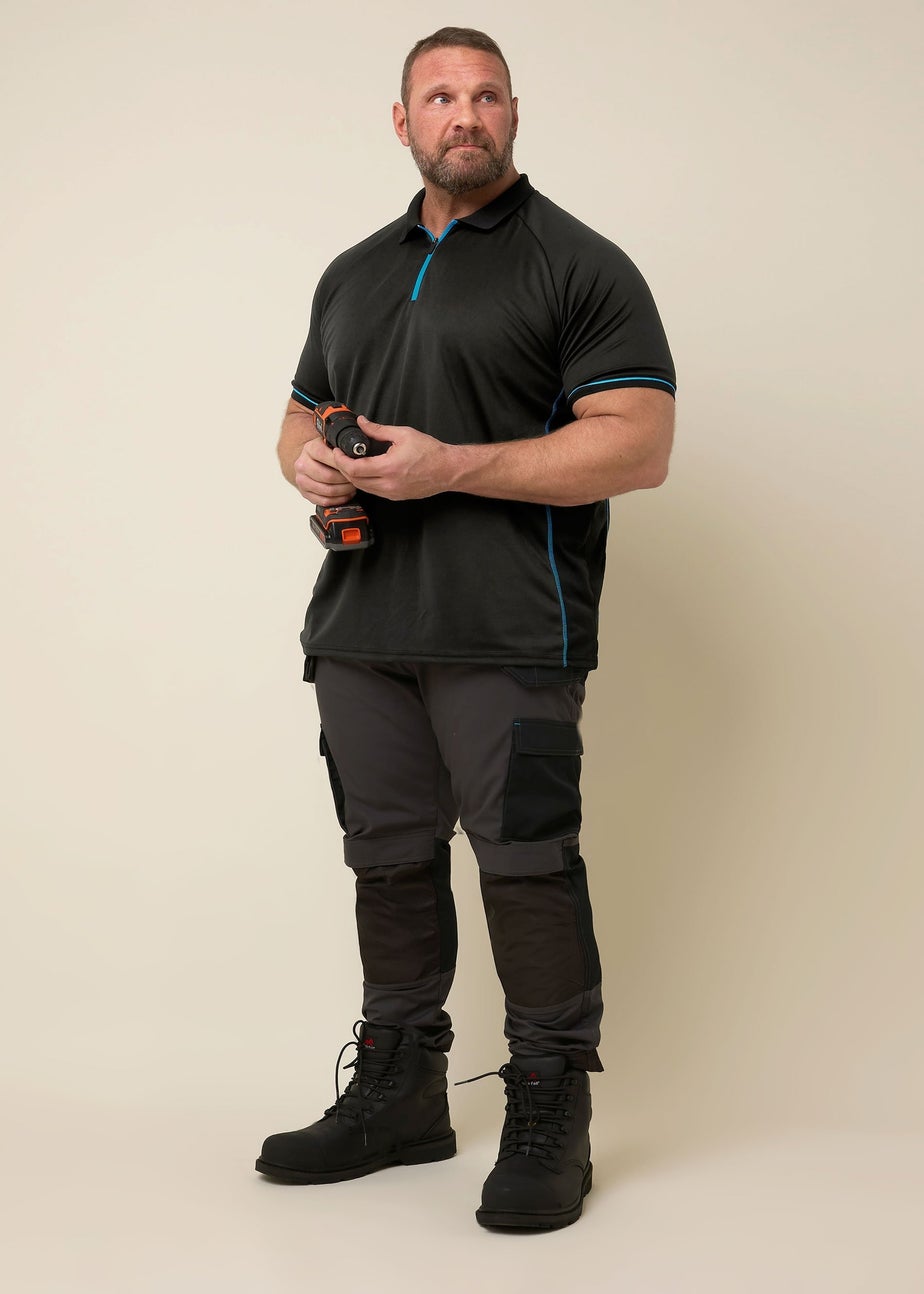 BadRhino Workwear Black Zip Polo Shirt