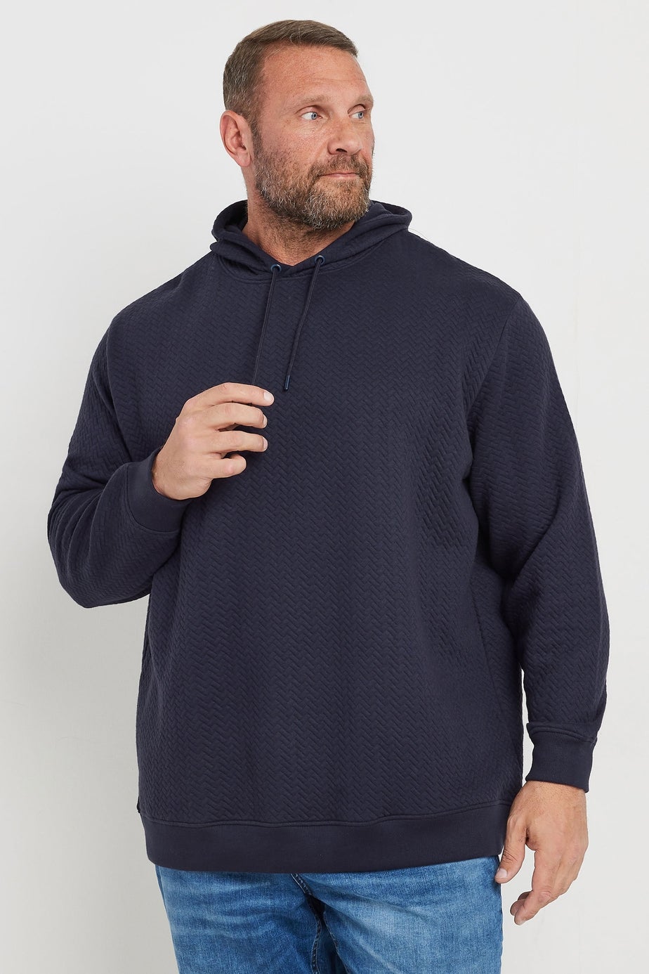 BadRhino Navy Blue Chevron Quilted Hoodie