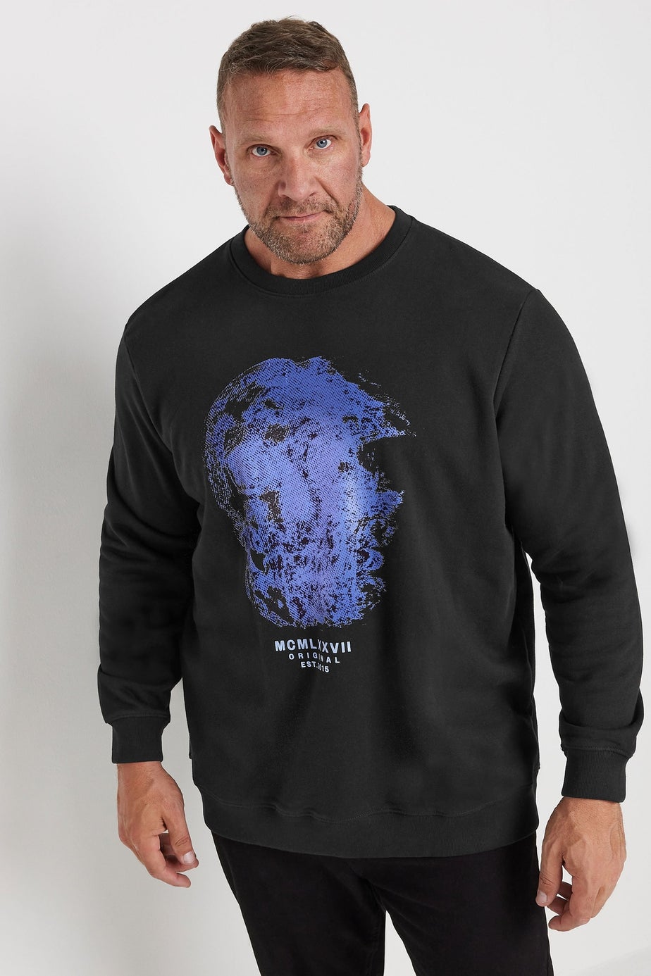 BadRhino Black Abstract Skull Graphic Print Sweatshirt