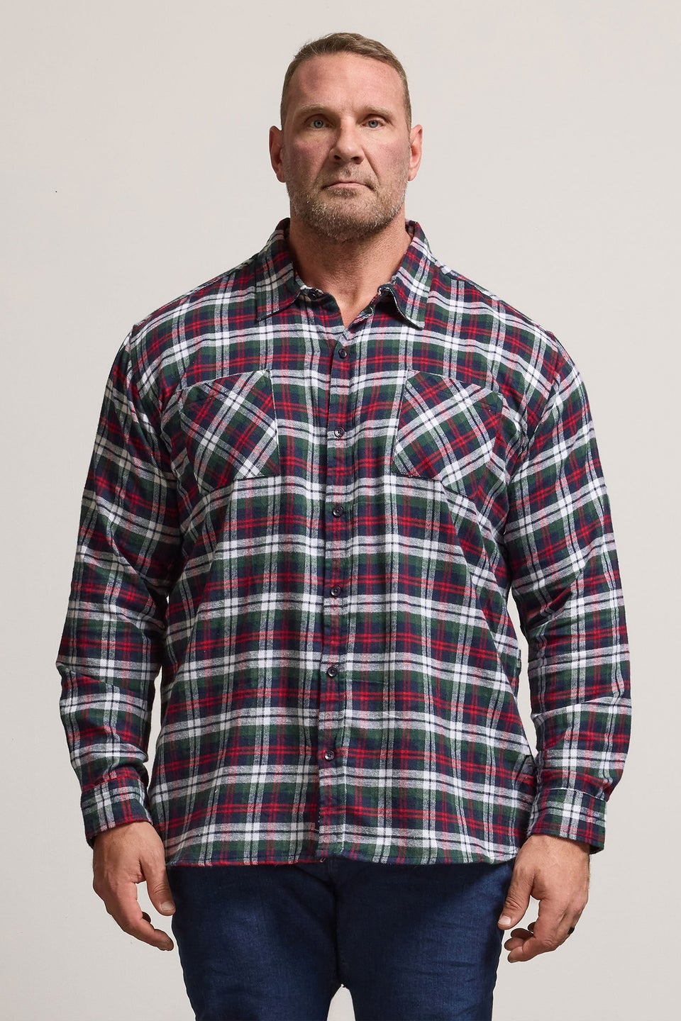 BadRhino Blue Check Print Long Sleeve Flannel Shirt