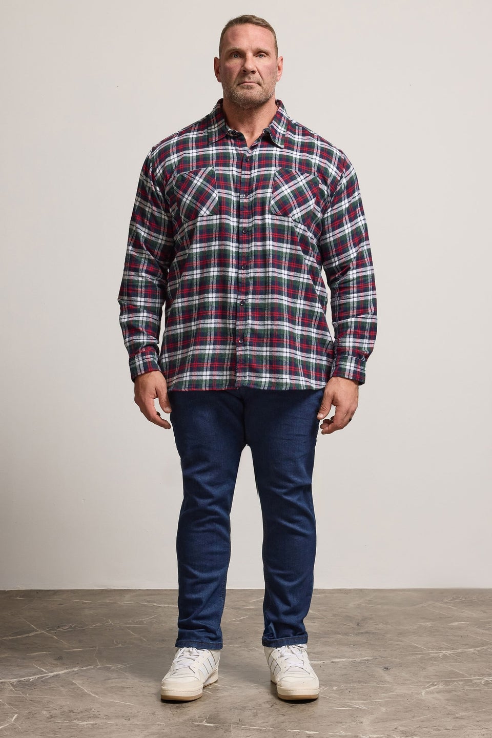 BadRhino Blue Check Print Long Sleeve Flannel Shirt