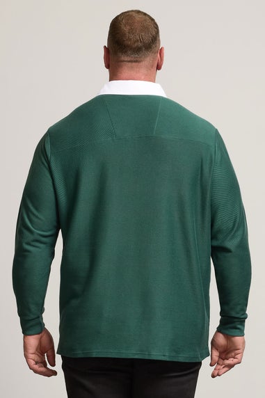 BadRhino Green Long Sleeve Embroidered Rugby Polo Shirt