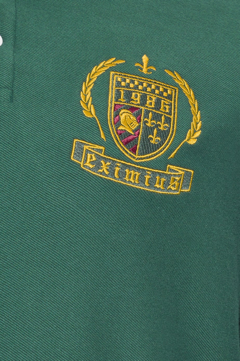 BadRhino Green Long Sleeve Embroidered Rugby Polo Shirt