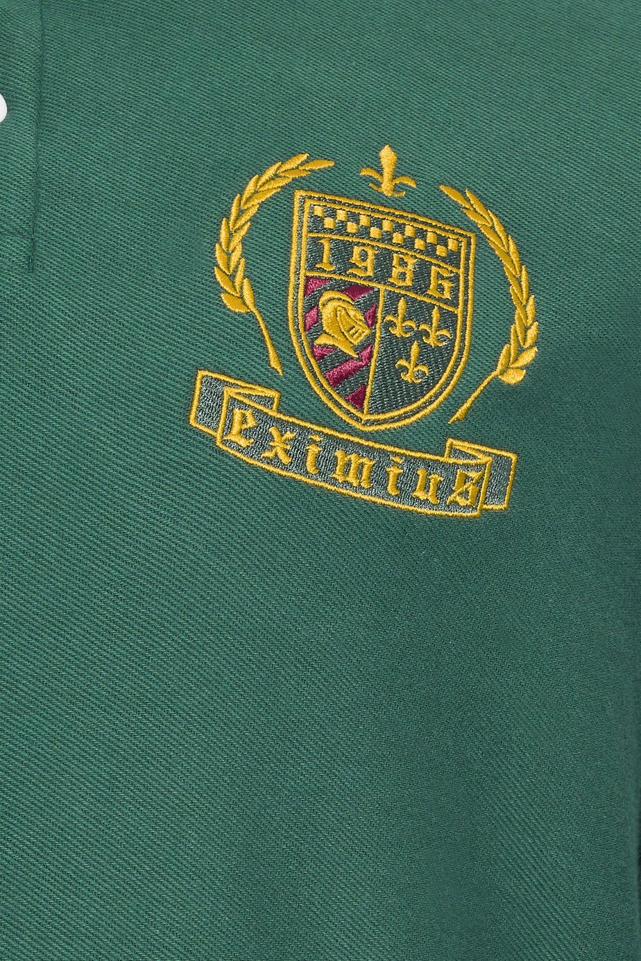 BadRhino Green Long Sleeve Embroidered Rugby Polo Shirt