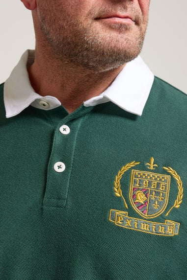 BadRhino Green Long Sleeve Embroidered Rugby Polo Shirt