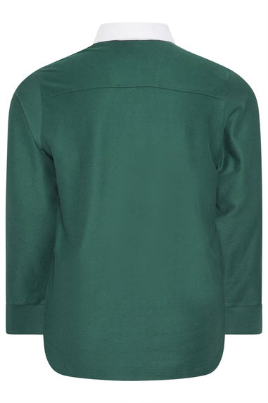 BadRhino Green Long Sleeve Embroidered Rugby Polo Shirt