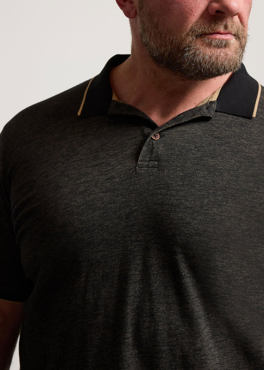 BadRhino Black Textured Tipped Polo Shirt