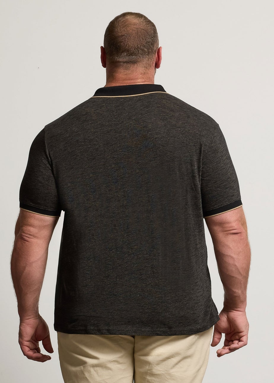 BadRhino Black Textured Tipped Polo Shirt