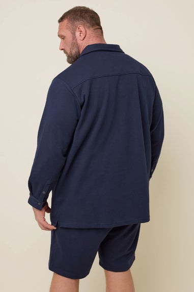 BadRhino Navy Blue Textured Jersey Shacket