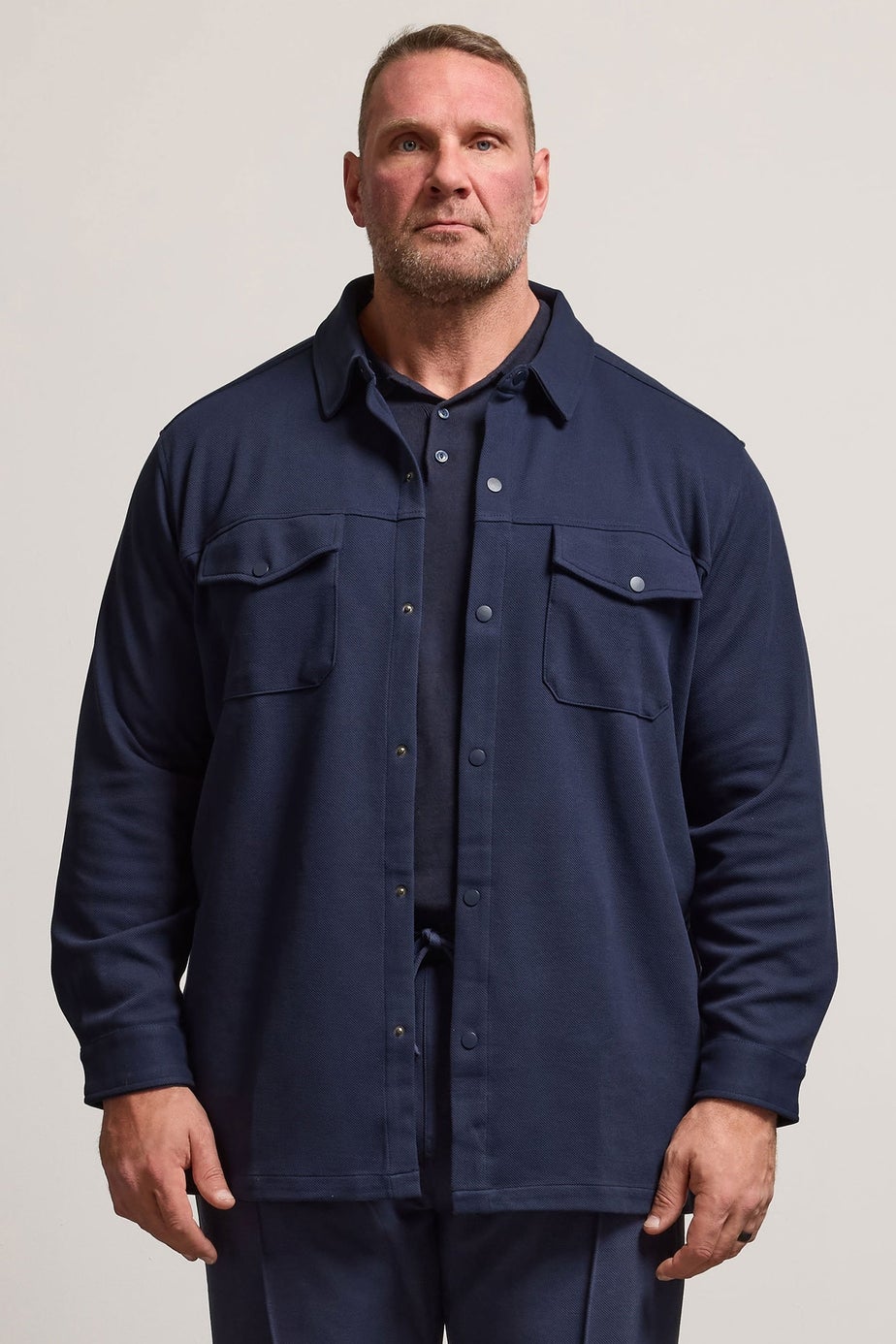 BadRhino Navy Blue Textured Jersey Shacket