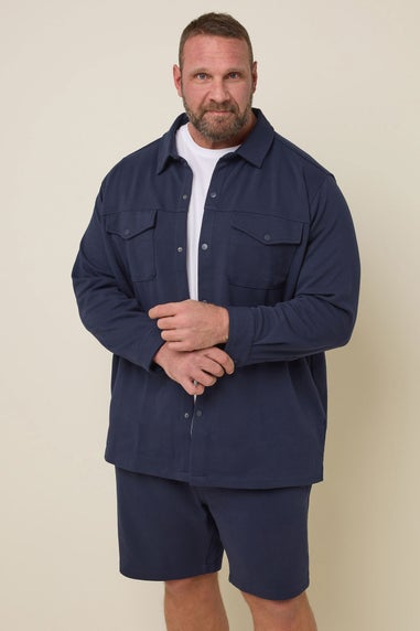 BadRhino Navy Blue Textured Jersey Shacket