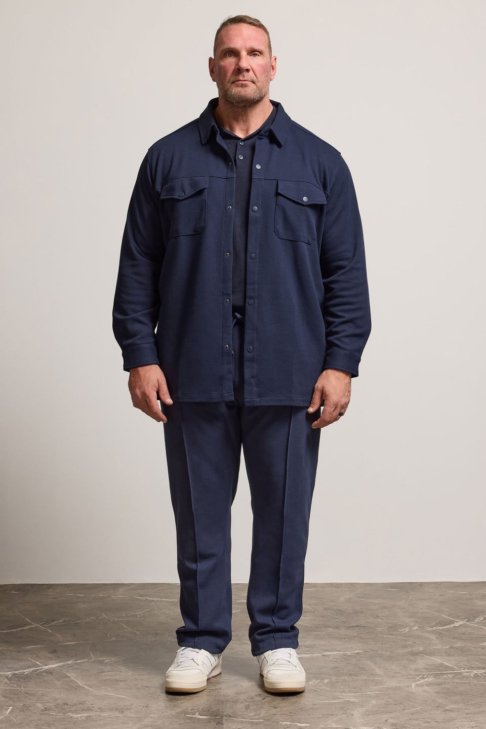 BadRhino Navy Blue Textured Jersey Shacket