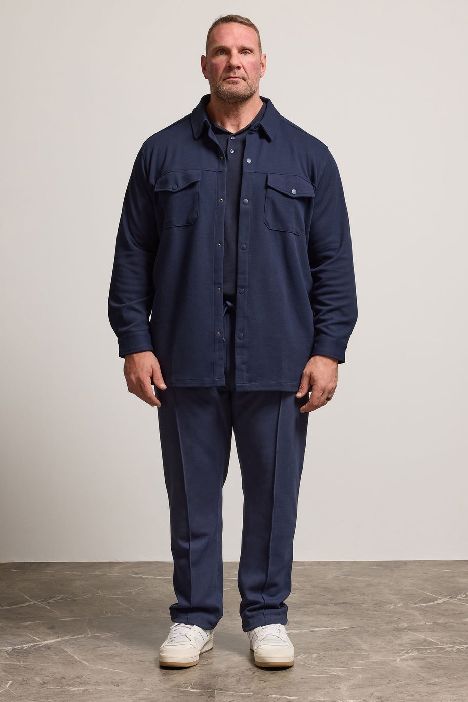 BadRhino Navy Blue Textured Jersey Shacket