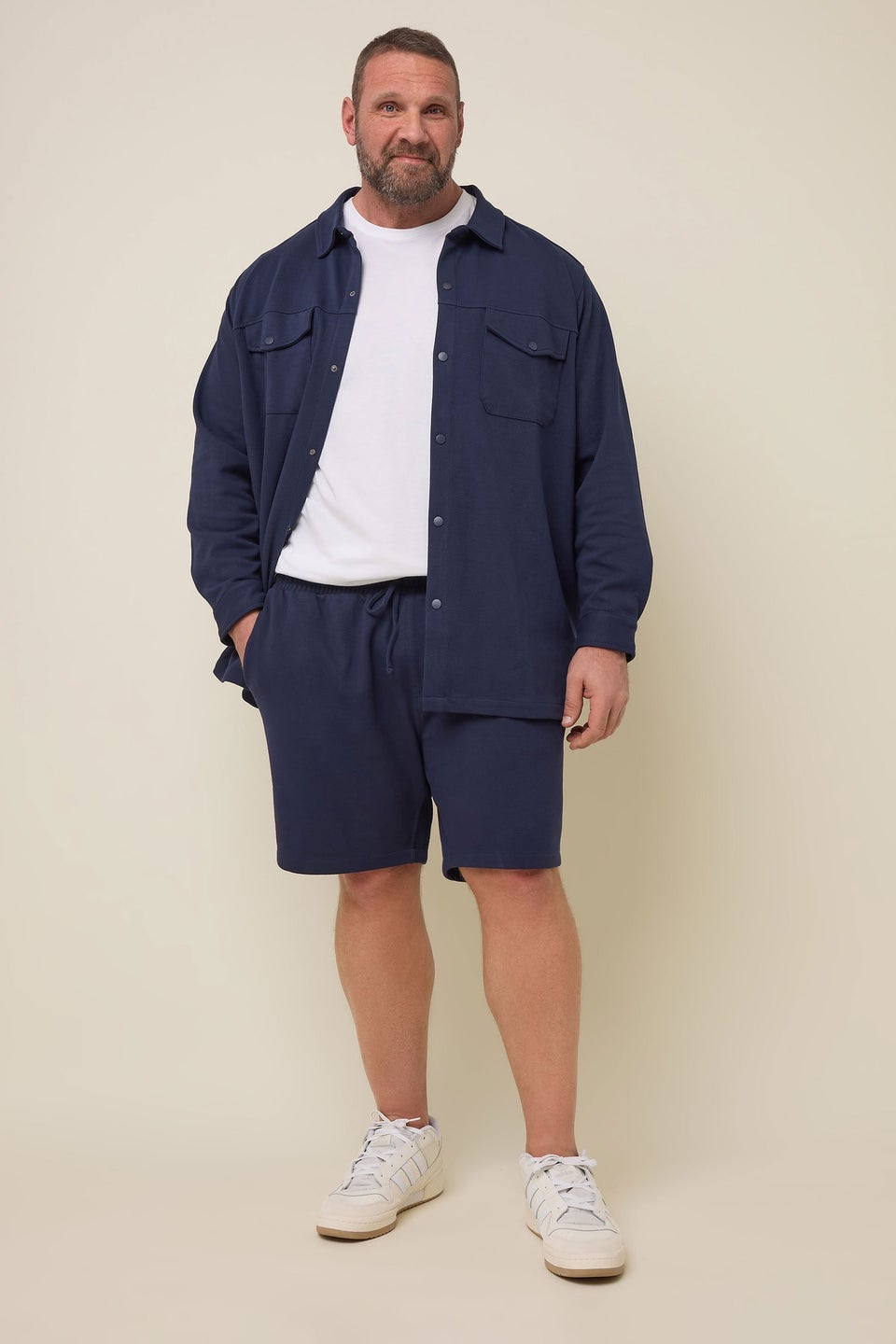 BadRhino Navy Blue Textured Jersey Shacket