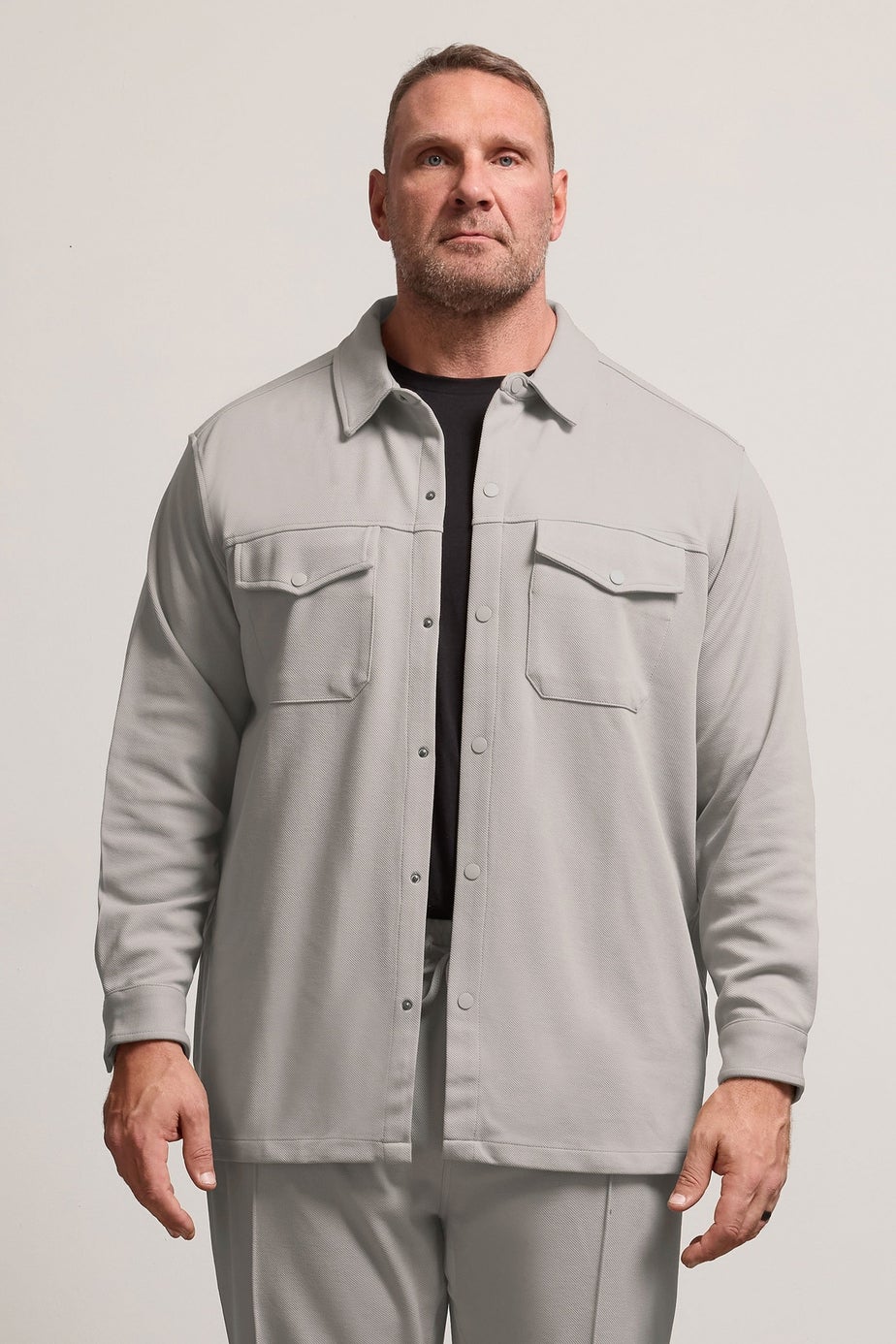 BadRhino Natural Brown Textured Jersey Shacket