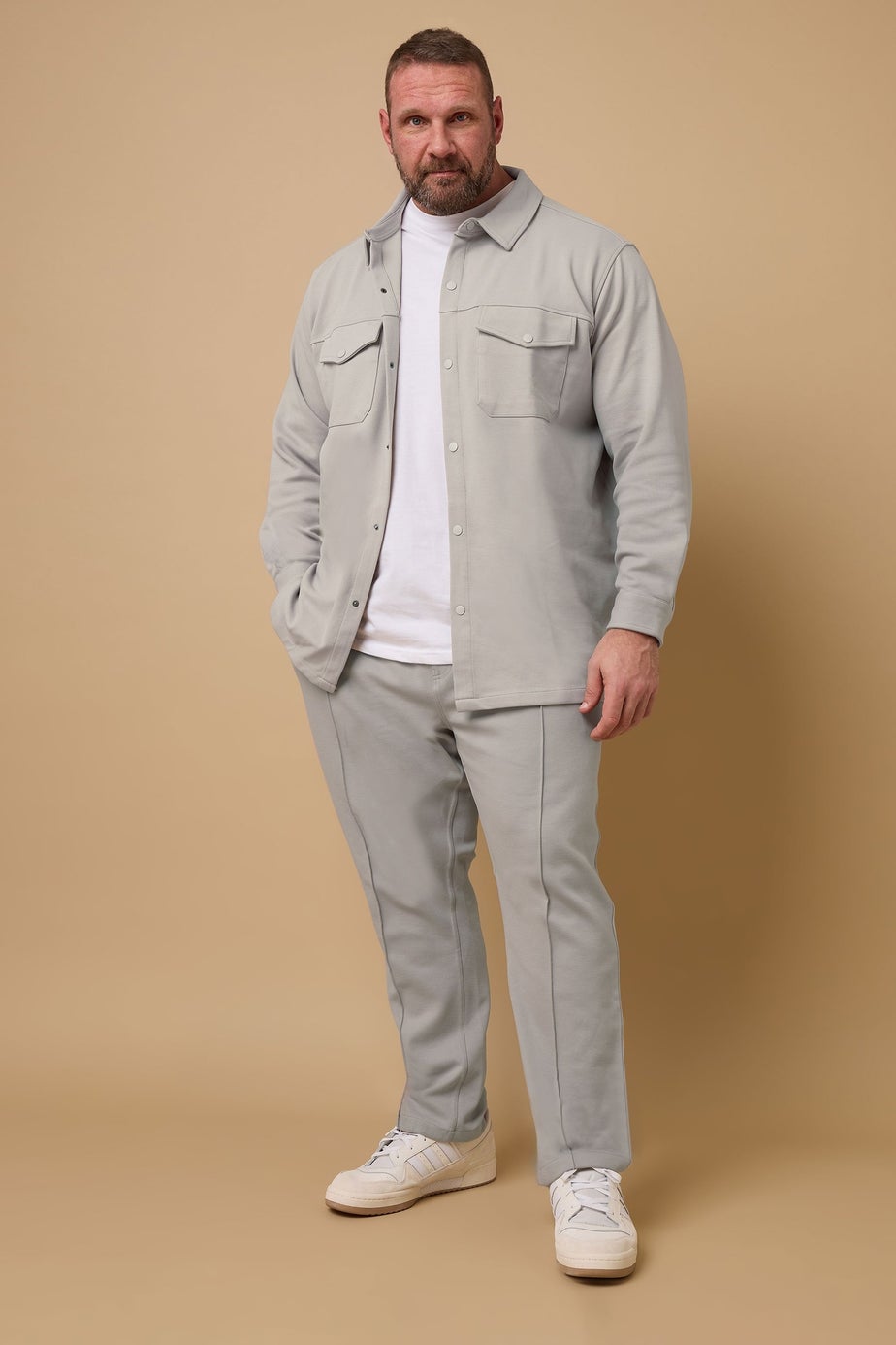 BadRhino Natural Brown Textured Jersey Shacket