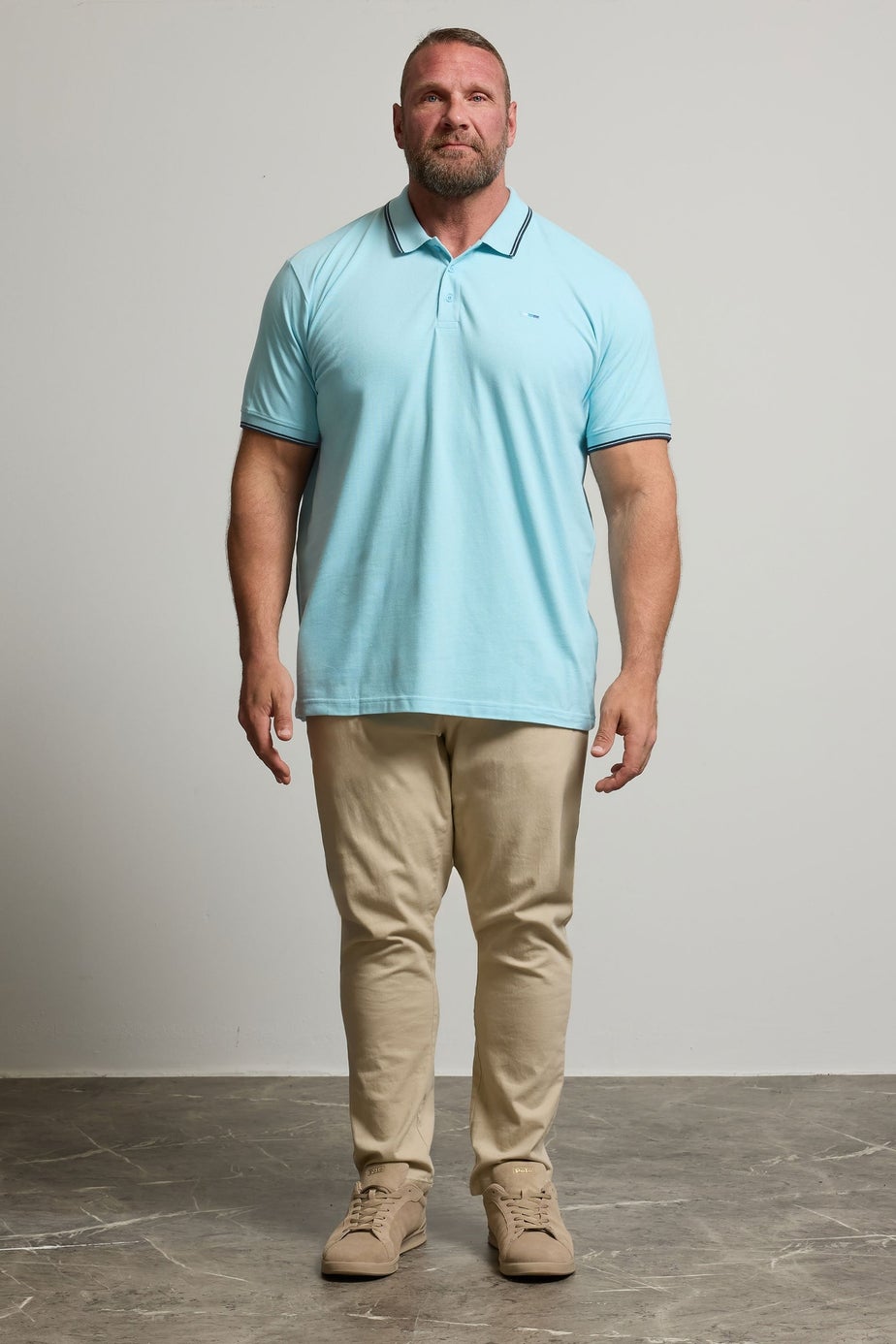 BadRhino 3 Pack Blue & Orange Tipped Polo Shirts