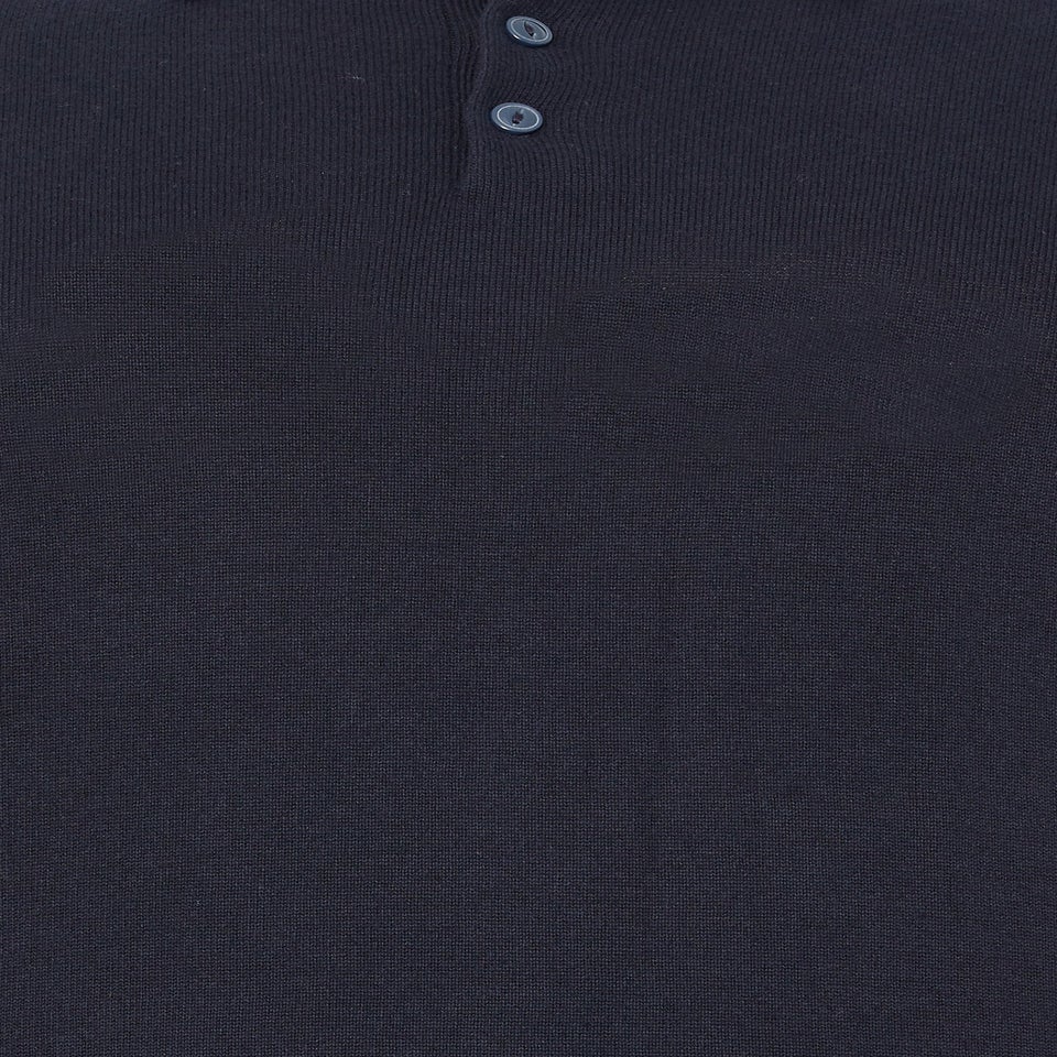 BadRhino Navy Blue Knitted Long Sleeve Polo Shirt