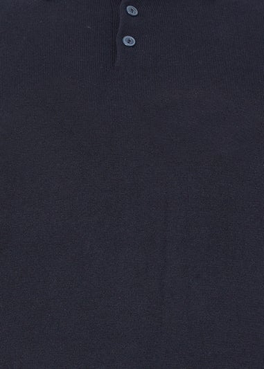 BadRhino Navy Blue Knitted Long Sleeve Polo Shirt