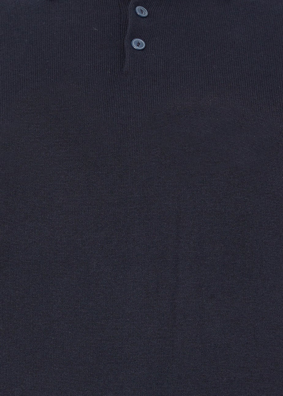 BadRhino Navy Blue Knitted Long Sleeve Polo Shirt