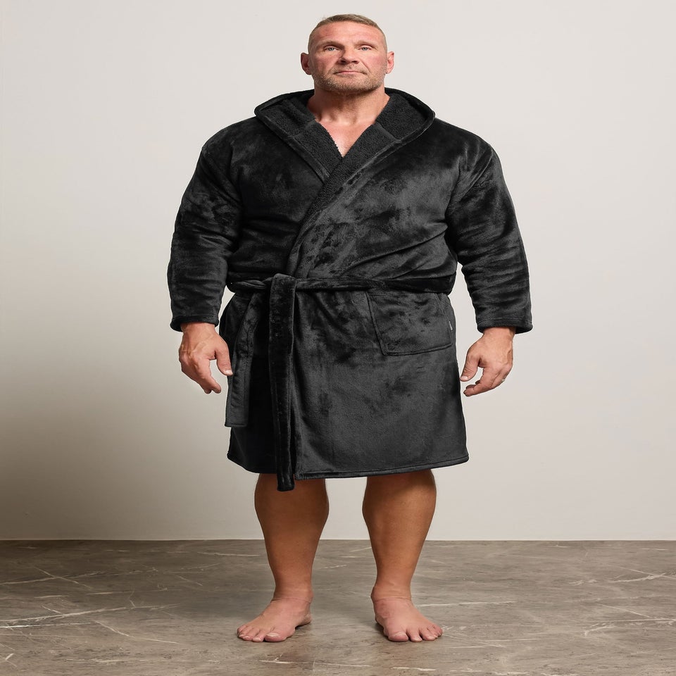 BadRhino Black Soft Fleece Dressing Gown