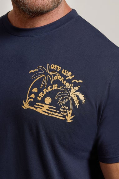 BadRhino Navy Blue 'Chasing Waves' Graphic T-Shirt