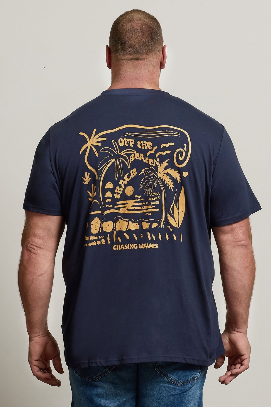 BadRhino Navy Blue 'Chasing Waves' Graphic T-Shirt