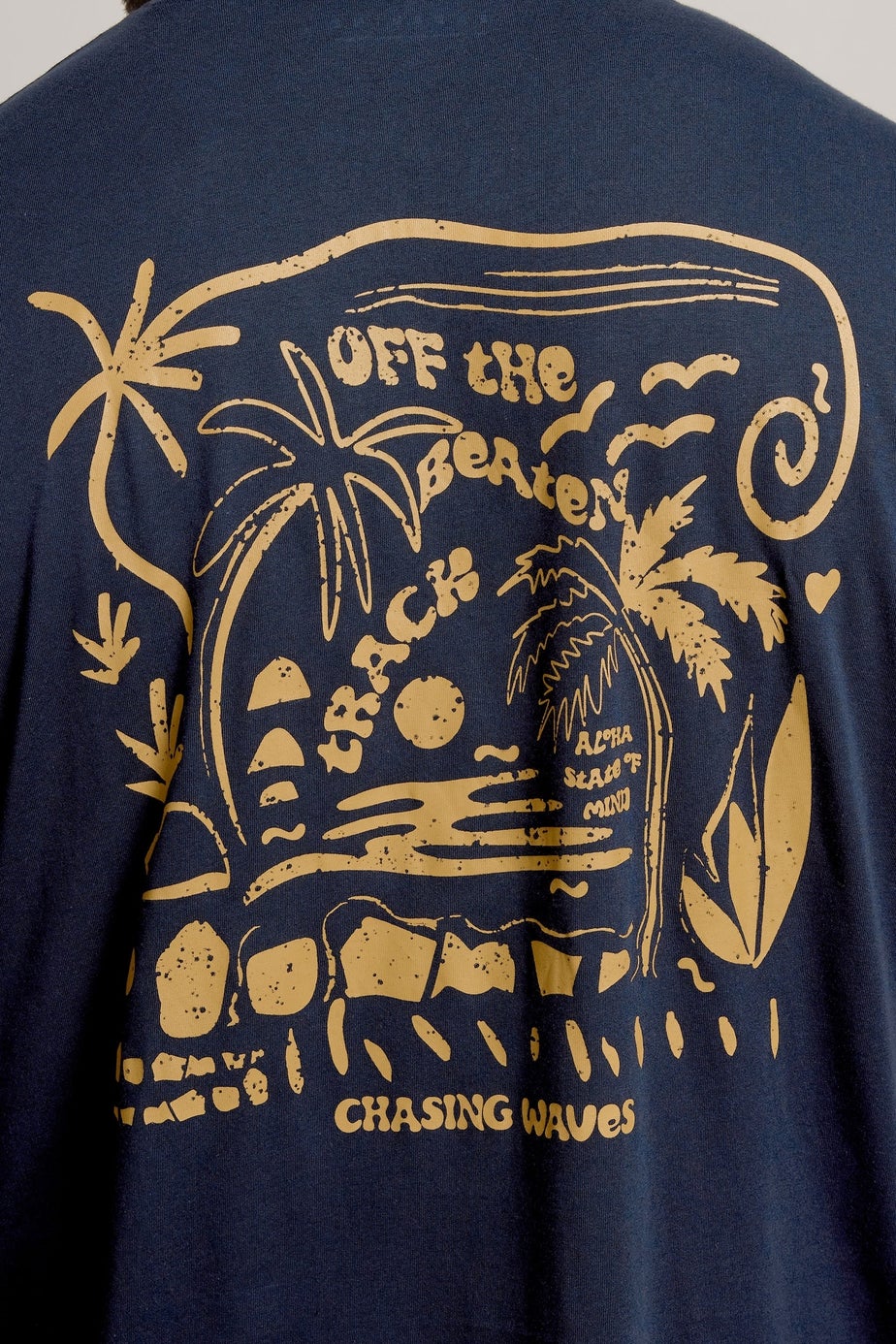BadRhino Navy Blue 'Chasing Waves' Graphic T-Shirt