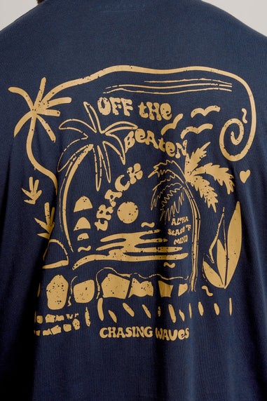 BadRhino Navy Blue 'Chasing Waves' Graphic T-Shirt